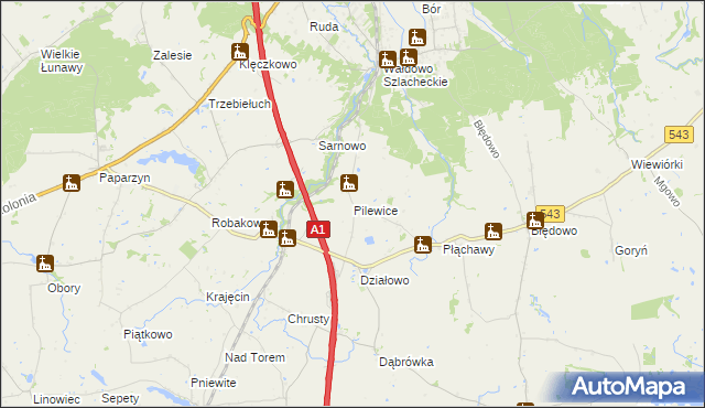 mapa Pilewice, Pilewice na mapie Targeo