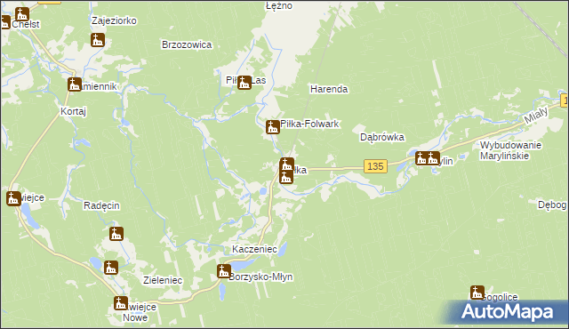 mapa Piłka gmina Drawsko, Piłka gmina Drawsko na mapie Targeo