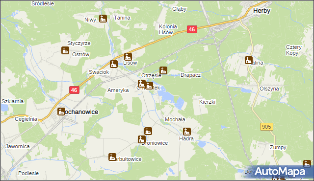 mapa Piłka gmina Herby, Piłka gmina Herby na mapie Targeo