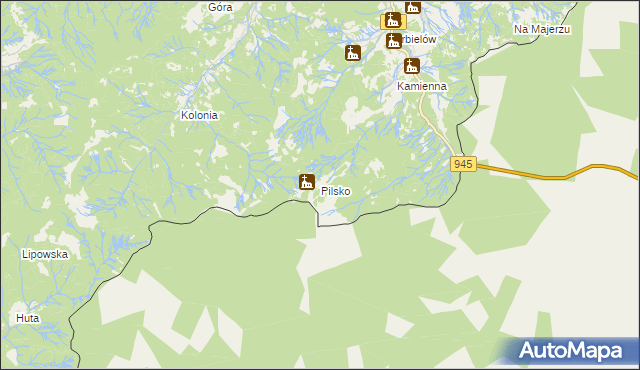 mapa Pilsko gmina Jeleśnia, Pilsko gmina Jeleśnia na mapie Targeo