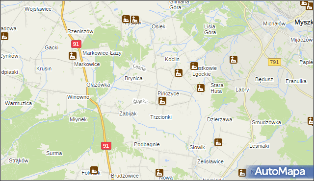 mapa Pińczyce, Pińczyce na mapie Targeo