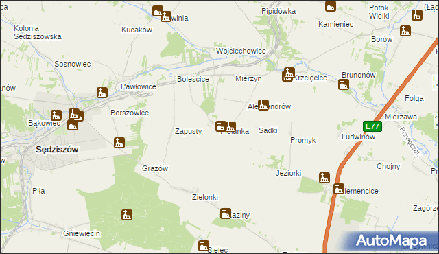 mapa Piołunka, Piołunka na mapie Targeo