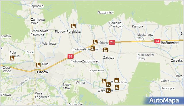 mapa Piórków-Kolonia, Piórków-Kolonia na mapie Targeo