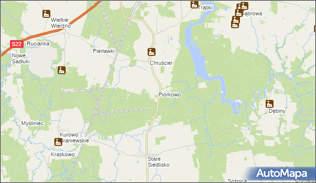 mapa Piórkowo gmina Płoskinia, Piórkowo gmina Płoskinia na mapie Targeo