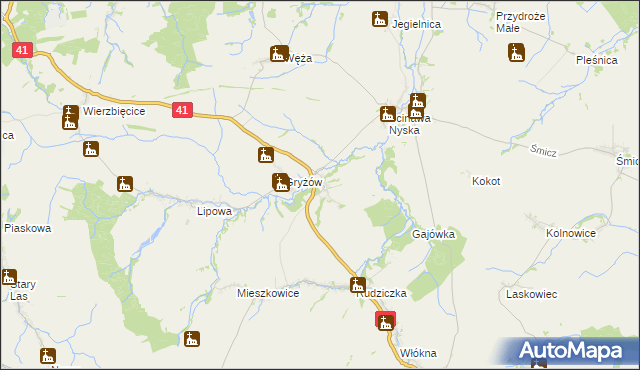 mapa Piorunkowice, Piorunkowice na mapie Targeo