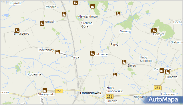 mapa Piotrkowice gmina Damasławek, Piotrkowice gmina Damasławek na mapie Targeo