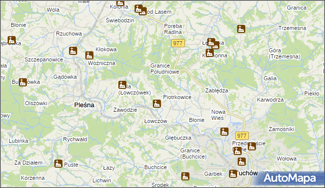 mapa Piotrkowice gmina Tuchów, Piotrkowice gmina Tuchów na mapie Targeo