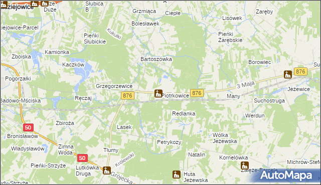 mapa Piotrkowice gmina Żabia Wola, Piotrkowice gmina Żabia Wola na mapie Targeo