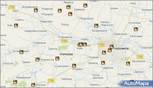 mapa Piotrkowice Małe, Piotrkowice Małe na mapie Targeo