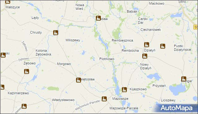 mapa Piotrkowo gmina Ciechocin, Piotrkowo gmina Ciechocin na mapie Targeo