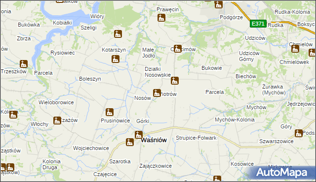 mapa Piotrów gmina Waśniów, Piotrów gmina Waśniów na mapie Targeo