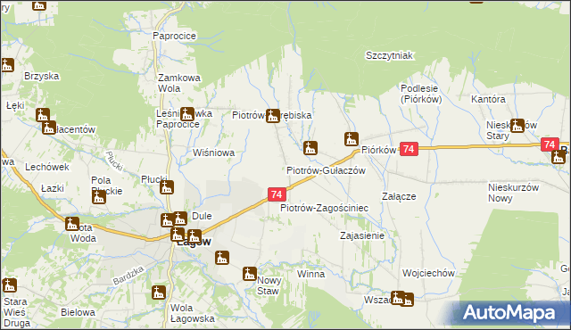 mapa Piotrów-Gułaczów, Piotrów-Gułaczów na mapie Targeo