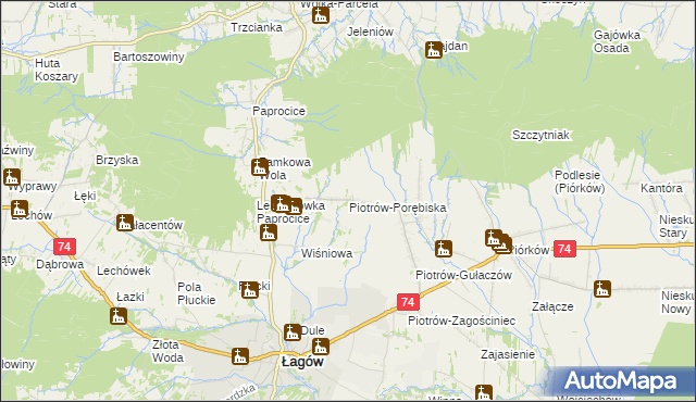 mapa Piotrów-Porębiska, Piotrów-Porębiska na mapie Targeo