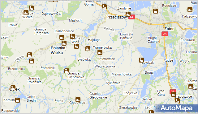 mapa Piotrowice gmina Przeciszów, Piotrowice gmina Przeciszów na mapie Targeo