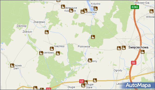 mapa Piotrowice gmina Święciechowa, Piotrowice gmina Święciechowa na mapie Targeo