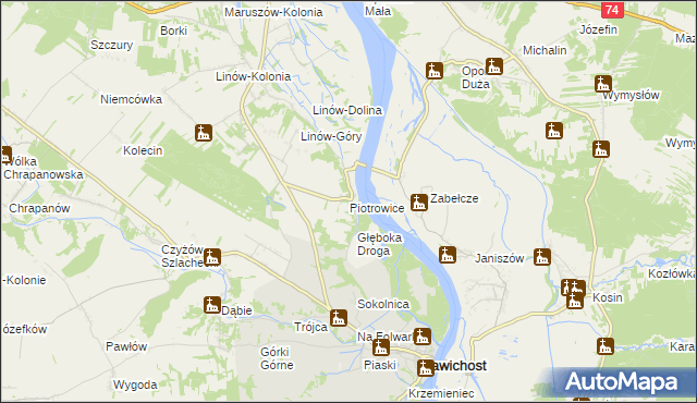 mapa Piotrowice gmina Zawichost, Piotrowice gmina Zawichost na mapie Targeo