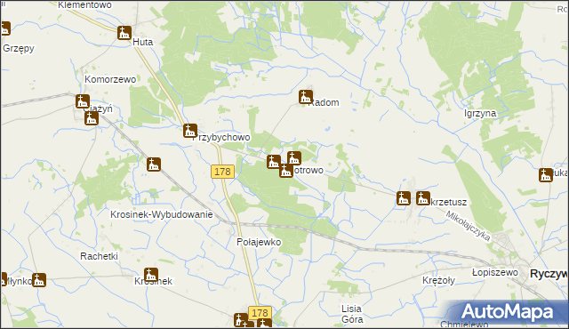 mapa Piotrowo gmina Ryczywół, Piotrowo gmina Ryczywół na mapie Targeo