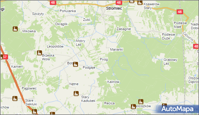 mapa Piróg gmina Stromiec, Piróg gmina Stromiec na mapie Targeo