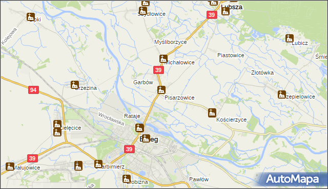 mapa Pisarzowice gmina Lubsza, Pisarzowice gmina Lubsza na mapie Targeo