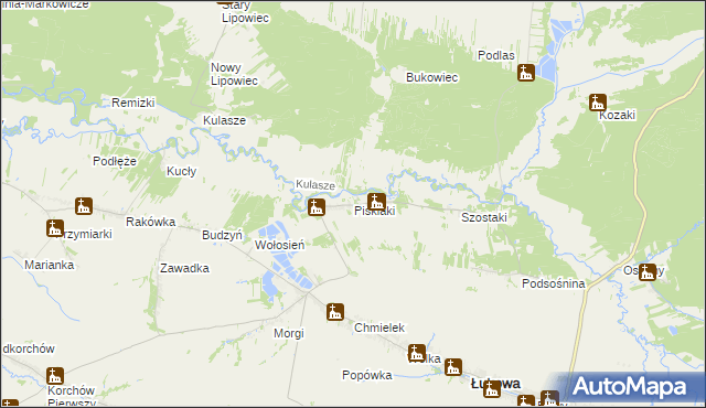 mapa Pisklaki, Pisklaki na mapie Targeo