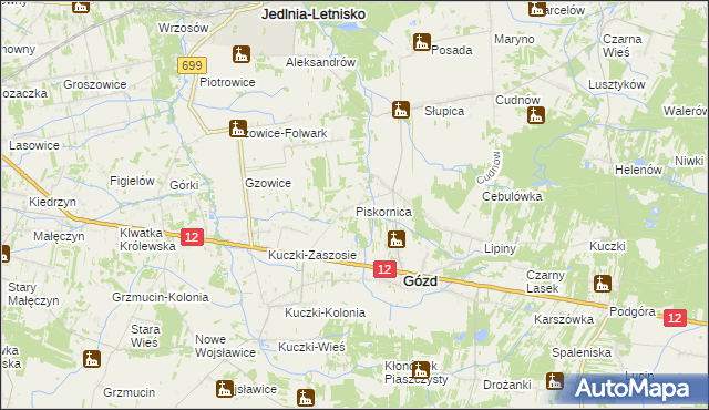 mapa Piskornica, Piskornica na mapie Targeo