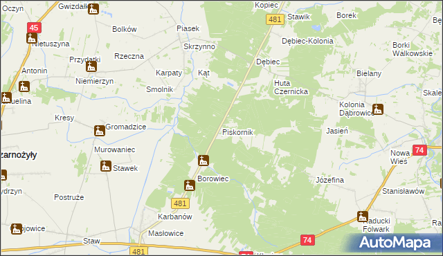 mapa Piskornik, Piskornik na mapie Targeo