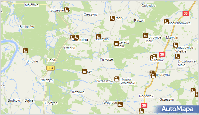 mapa Piskorze, Piskorze na mapie Targeo