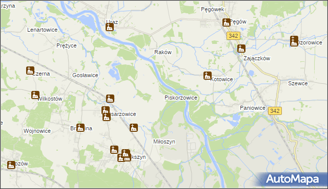 mapa Piskorzowice, Piskorzowice na mapie Targeo