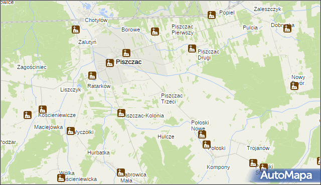 mapa Piszczac Trzeci, Piszczac Trzeci na mapie Targeo