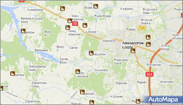 mapa Placydów, Placydów na mapie Targeo