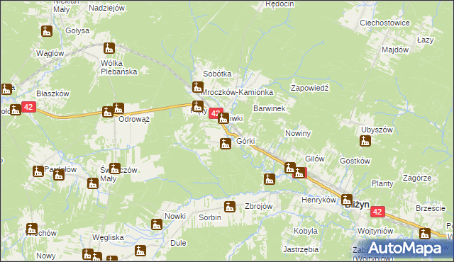 mapa Płaczków, Płaczków na mapie Targeo