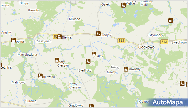 mapa Plajny, Plajny na mapie Targeo