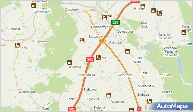 mapa Planta gmina Raczki, Planta gmina Raczki na mapie Targeo