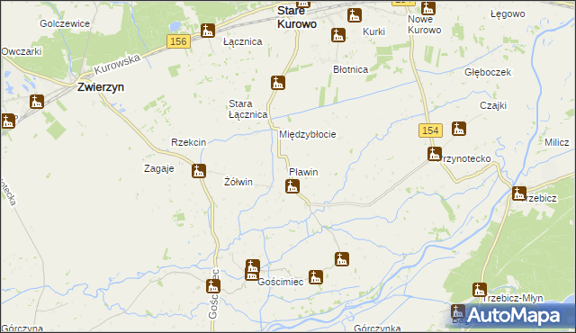 mapa Pławin gmina Stare Kurowo, Pławin gmina Stare Kurowo na mapie Targeo