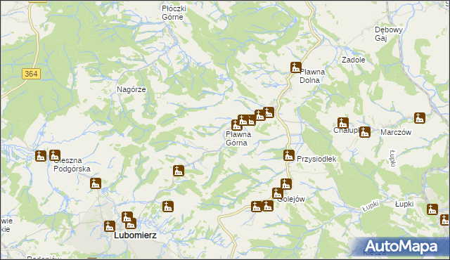 mapa Pławna Górna, Pławna Górna na mapie Targeo