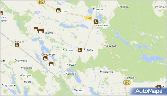 mapa Pławno gmina Bierzwnik, Pławno gmina Bierzwnik na mapie Targeo