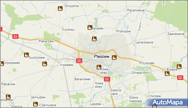 mapa Pleszew, Pleszew na mapie Targeo