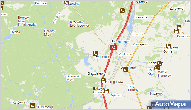 mapa Płochocin gmina Warlubie, Płochocin gmina Warlubie na mapie Targeo