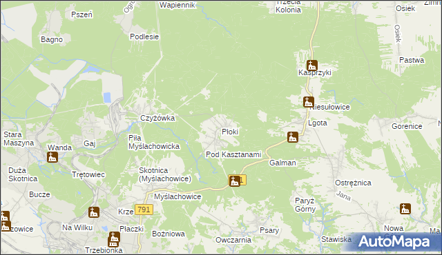 mapa Płoki gmina Trzebinia, Płoki gmina Trzebinia na mapie Targeo