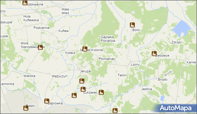 mapa Płomieniec, Płomieniec na mapie Targeo