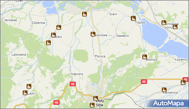 mapa Płonica gmina Złoty Stok, Płonica gmina Złoty Stok na mapie Targeo