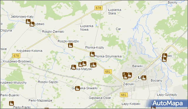 mapa Płonka-Strumianka, Płonka-Strumianka na mapie Targeo