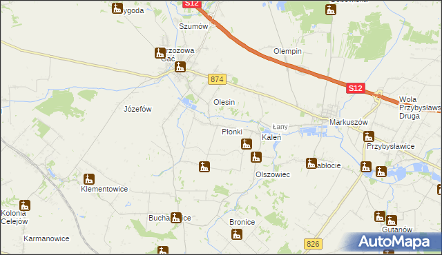 mapa Płonki, Płonki na mapie Targeo