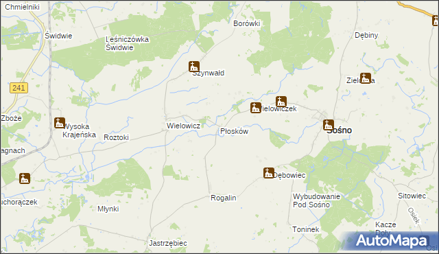 mapa Płosków gmina Sośno, Płosków gmina Sośno na mapie Targeo