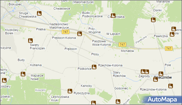 mapa Płósy, Płósy na mapie Targeo