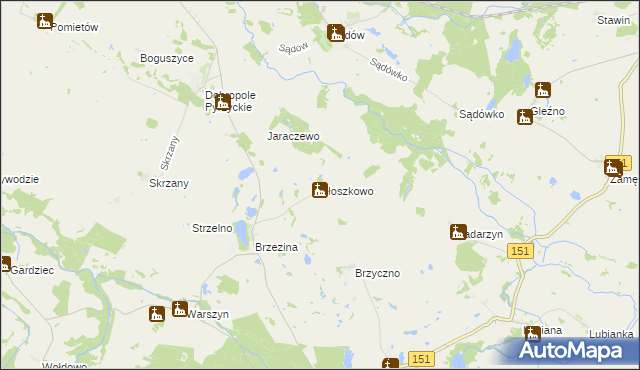 mapa Płoszkowo gmina Dolice, Płoszkowo gmina Dolice na mapie Targeo