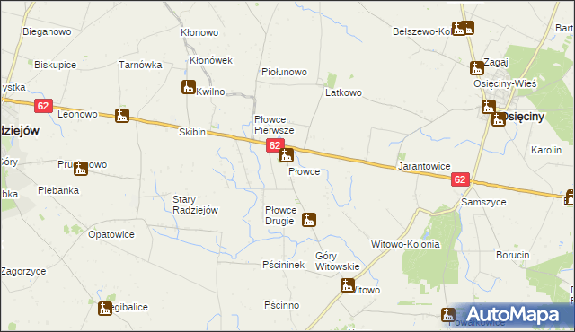mapa Płowce gmina Radziejów, Płowce gmina Radziejów na mapie Targeo