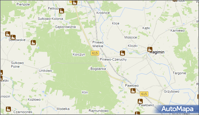 mapa Pniewo-Czeruchy, Pniewo-Czeruchy na mapie Targeo