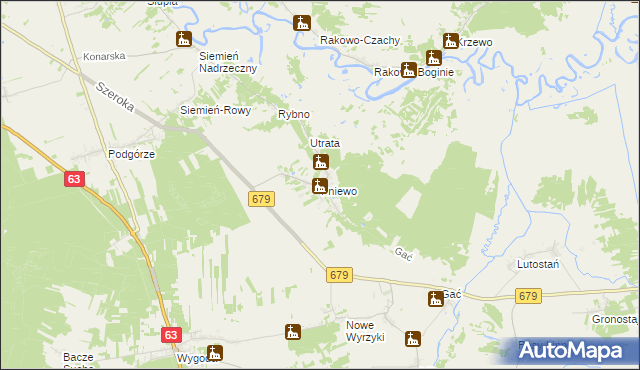 mapa Pniewo gmina Łomża, Pniewo gmina Łomża na mapie Targeo