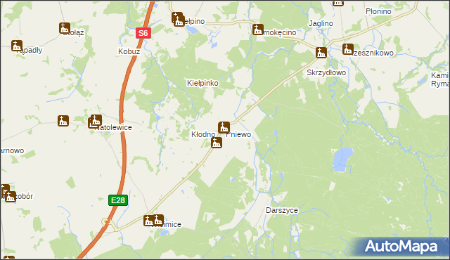 mapa Pniewo gmina Płoty, Pniewo gmina Płoty na mapie Targeo